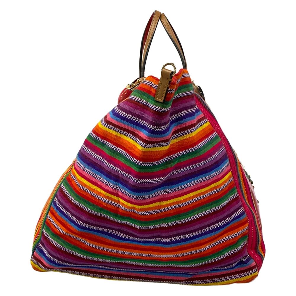 Christian Louboutin Mexicaba Tote Bag Bordeaux Pink Multi Jacquard Leather - Picture 2 of 15